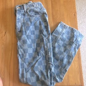 Wild Fable Checker Print Highest Rise Straight Jeans